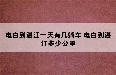 电白到湛江一天有几躺车 电白到湛江多少公里